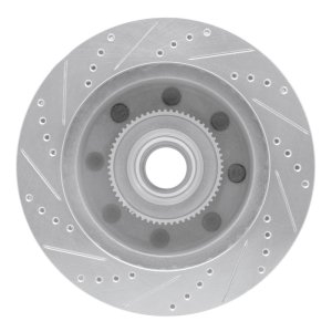 Ford F-250 Super Duty Brake Rotor (1) - Front Right - R1 Concepts - Drilled & Slotted - Silver - `03-`05